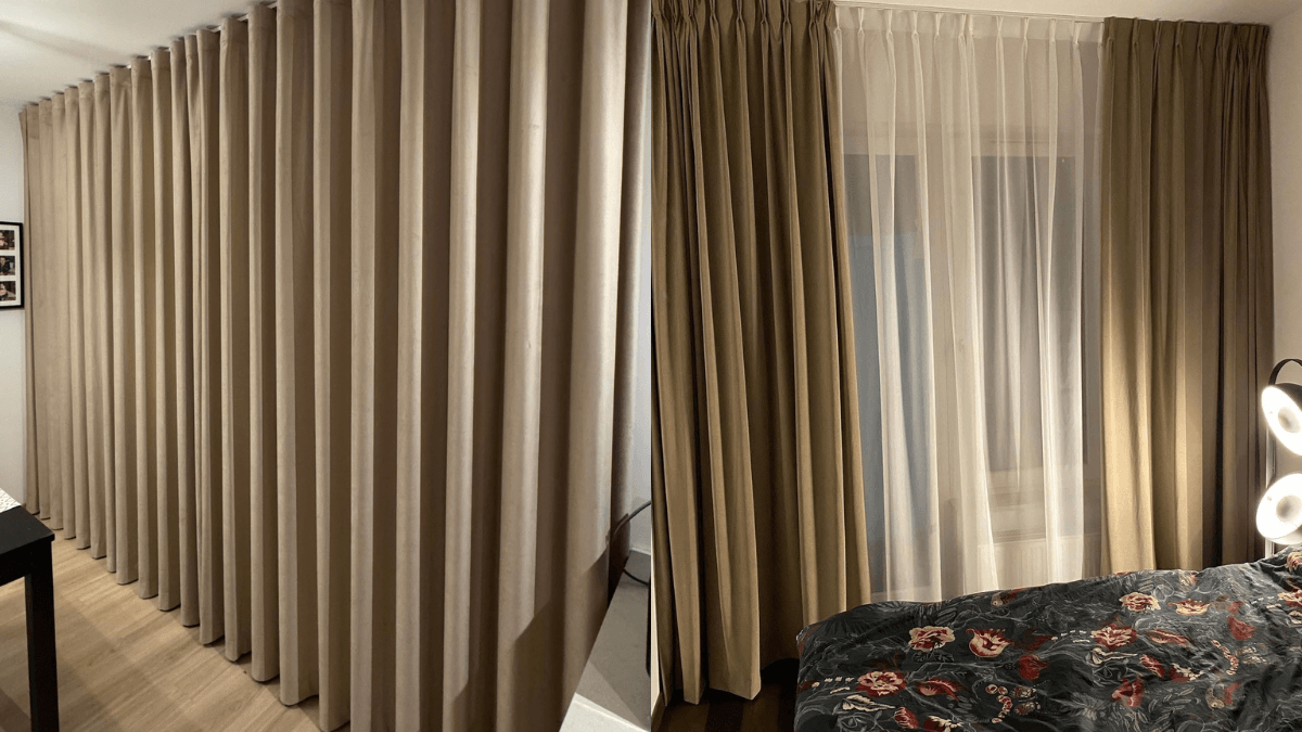 Zamontowane firany oraz zasłony